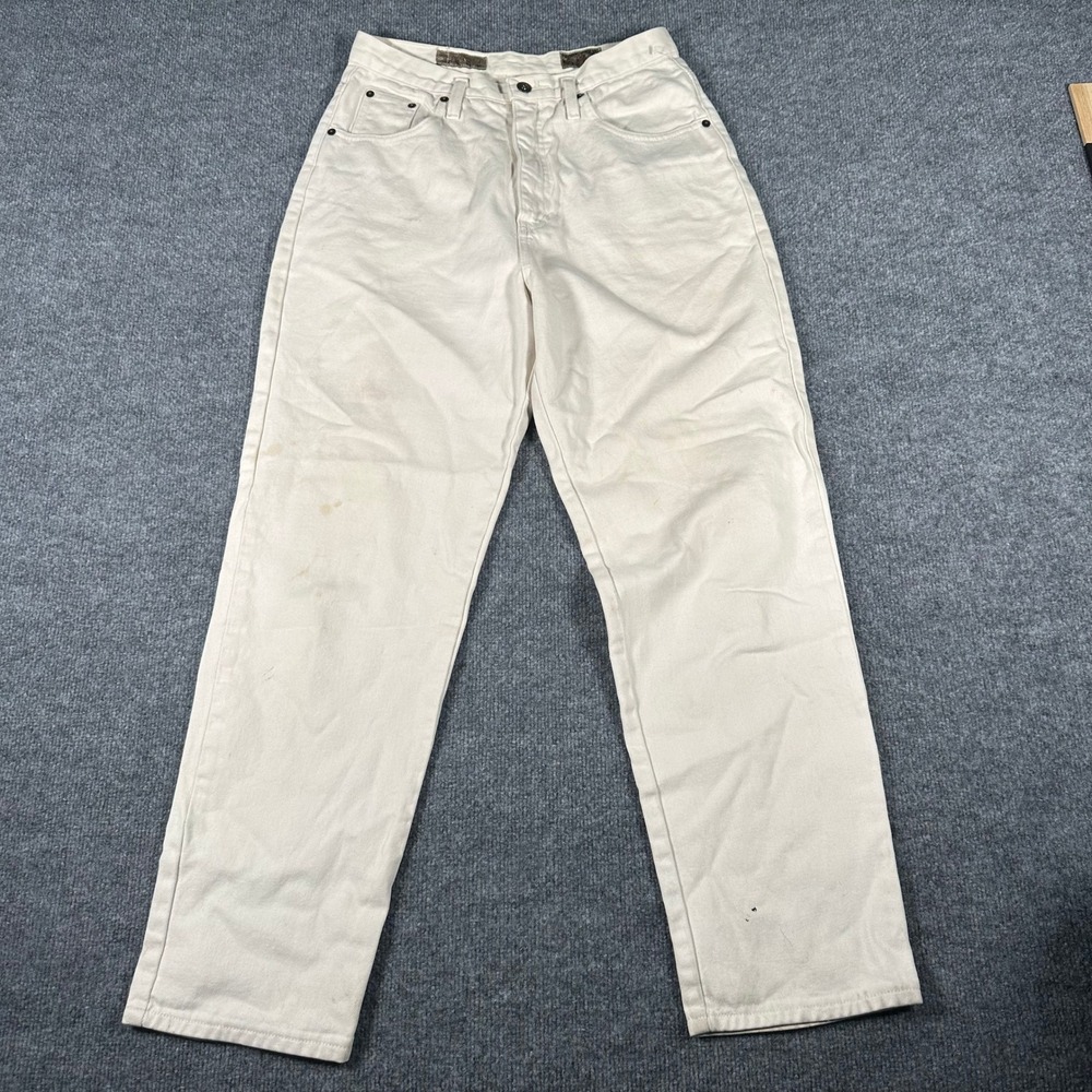 Express Jeans Womens Size 11/12 Off-White Denim Straight Leg Vintage Made in USA